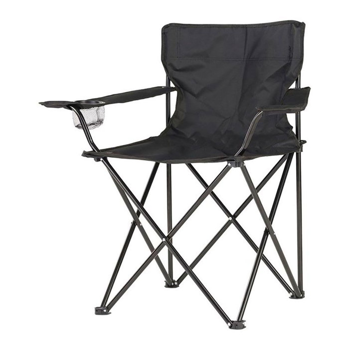 Outfit Silla de camping plegable con portavasos, negra