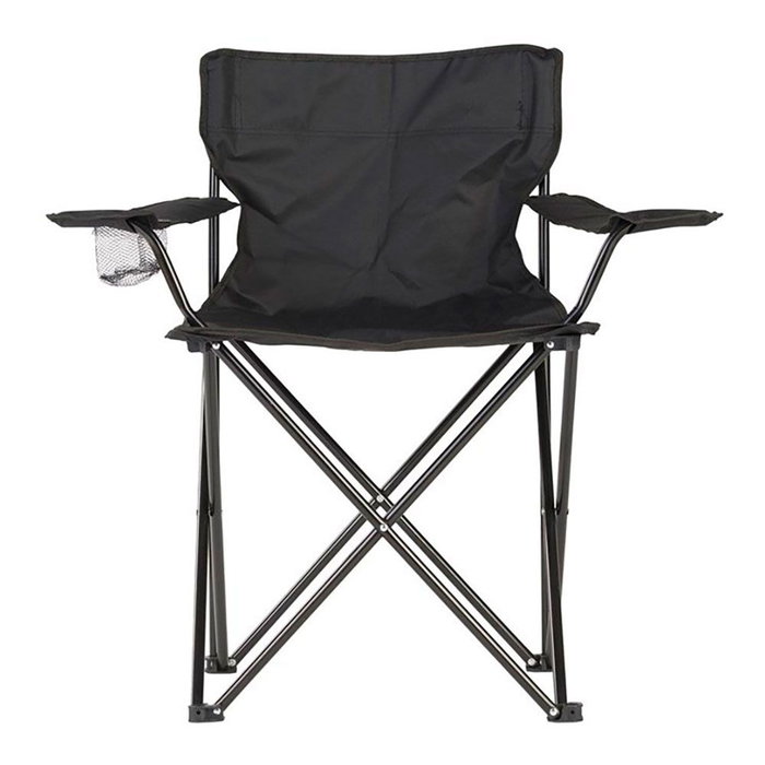 Outfit Silla de camping plegable con portavasos, negra