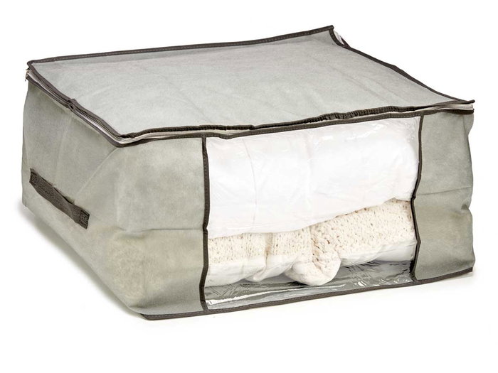 Kipit Caja Guarda Ropa Gris 60 x 45 x 30 cm Eco-Anti-moho Resistente Humedad Transpirable Duradera (Set de 24)