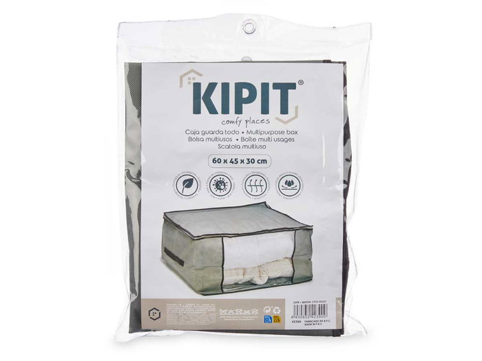 Kipit Caja Guarda Ropa Gris 60 x 45 x 30 cm Eco-Anti-moho Resistente Humedad Transpirable Duradera (Set de 24)