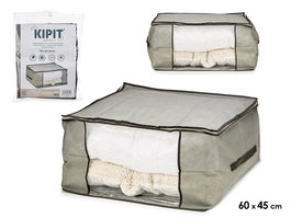 Kipit Caja Guarda Ropa Gris 60 x 45 x 30 cm Eco-Anti-moho Resistente Humedad Transpirable Duradera (Set de 24)