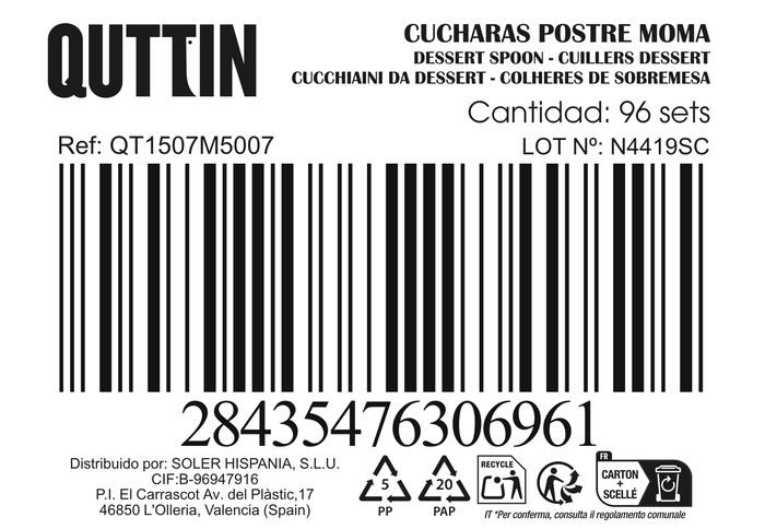 Inde Set 6 Cucharas Postre 1.5mm Moma 14.2x3.2cm (12 Cajas)