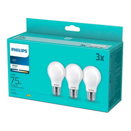 Philips Bombilla LED de Filamento Mate E27, 8.5W (equiv. 75W), 1055 lm, 3000K Luz Cálida, Pack de 3 Unidades