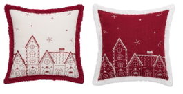 DKD Home Decor Fundas para Cojín de Terciopelo Surtido Burdeos y Blanco