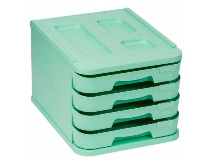 Faibo Fichero de Sobremesa de 4 Cajones Verde Pastel