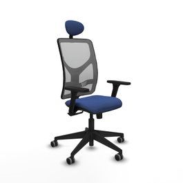 PIQUERAS Y CRESPO Silla de oficina Motilla, Mecanismo Sincro, Brazos 3D, Azul marino/Gris