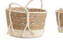 DKD Home Decor Set de 3 Cestas de Fibra y Algodón Crema y Natural
