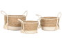 DKD Home Decor Set de 3 Cestas de Fibra y Algodón Crema y Natural