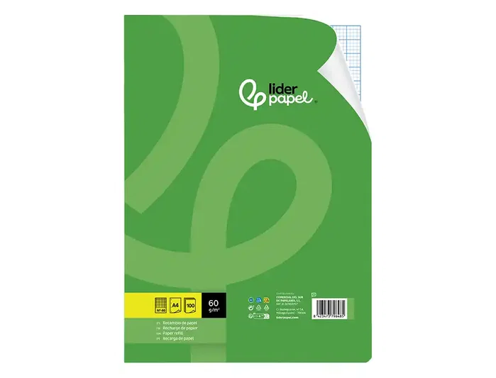Liderpapel Recambio A4 100 Hojas 60gr Rayado Nº 46 4 Taladros Escolar