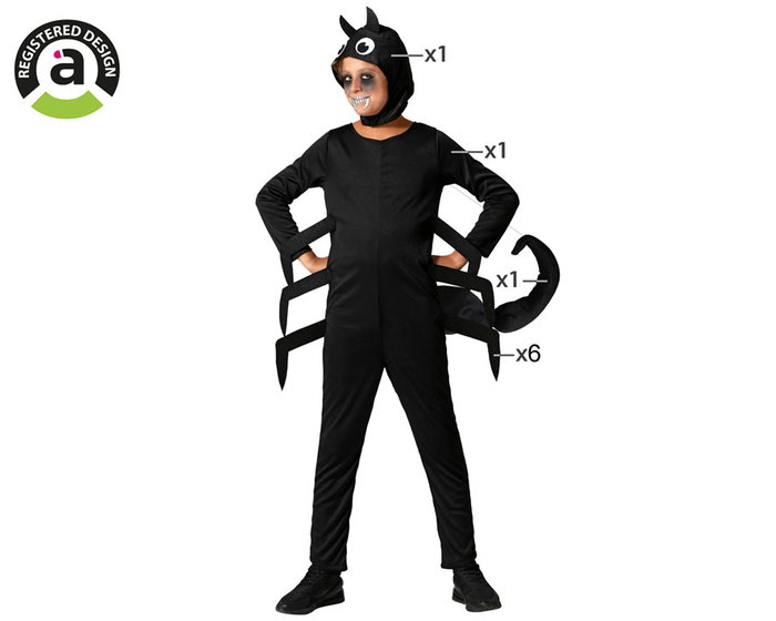 Atosa Disfraz infantil de escorpión negro con cola articulada y mono completo Atosa Disfraz infantil de escorpión negro con cola articulada y mono completo