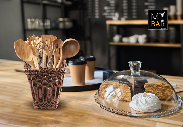 Inde Organizador Utensilios PP Rattan Cuadrado 14.4 cm x 19.3 cm x 14.8 cm (12 Unidades)