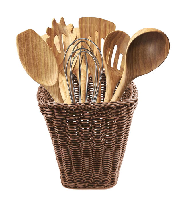 Inde Organizador Utensilios PP Rattan Cuadrado 14.4 cm x 19.3 cm x 14.8 cm (12 Unidades)