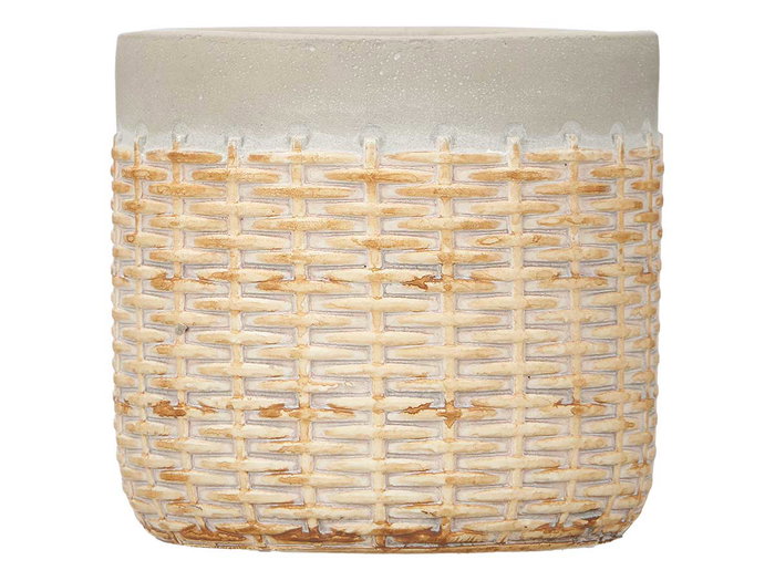 Ibergarden Maceta Cemento Efecto Ratán 12 cm Gris 12x11x12 cm (Set de 18)