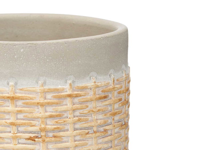 Ibergarden Maceta Cemento Efecto Ratán 12 cm Gris 12x11x12 cm (Set de 18)