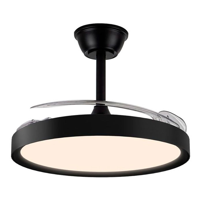 Polaris Ventilador de Techo con Luz LED 3CCT 43W 4430lm, Aspas Retráctiles Transparentes Ø106 cm, Motor DC, Mando a Distancia, 6 Velocidades, 3000-5700K, Negro