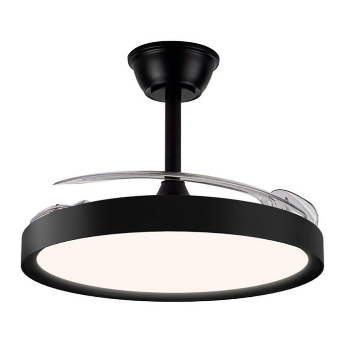 Polaris Ventilador de Techo con Luz LED 3CCT 43W 4430lm, Aspas Retráctiles Transparentes Ø106 cm, Motor DC, Mando a Distancia, 6 Velocidades, 3000-5700K, Negro