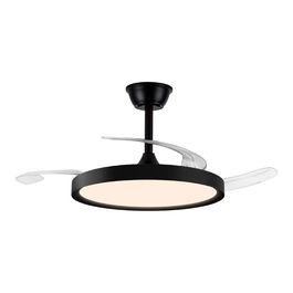 Polaris Ventilador de Techo con Luz LED 3CCT 43W 4430lm, Aspas Retráctiles Transparentes Ø106 cm, Motor DC, Mando a Distancia, 6 Velocidades, 3000-5700K, Negro
