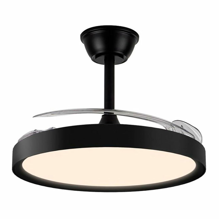 Cristalrecord Polaris Ventilador de Techo Negro con Aspas Retráctiles y LED 3CCT