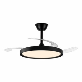 Cristalrecord Polaris Ventilador de Techo Negro con Aspas Retráctiles y LED 3CCT