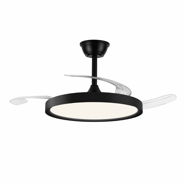 Cristalrecord Polaris Ventilador de Techo Negro con Aspas Retráctiles y LED 3CCT