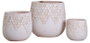 DKD Home Decor Set de 3 Maceteros de Fibra Arcilla Geométricos Crema
