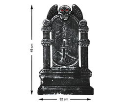 Lápida Con Cráneo Alado Y Ojos Luminosos 49x32 cm para Halloween y Decoración Gótica