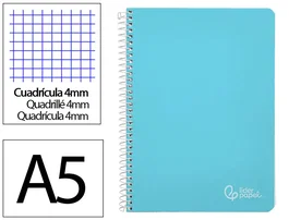 Liderpapel Cuaderno Espiral A5 Witty Tapa Dura 80 Hojas 90gr Cuadro 4mm con Margen Color Azul