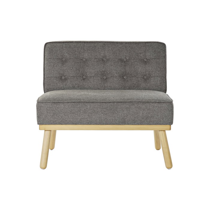 DKD Home Decor Sillón de Lino Abeto Capitoné Gris Oscuro