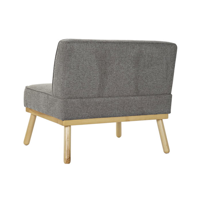 DKD Home Decor Sillón de Lino Abeto Capitoné Gris Oscuro