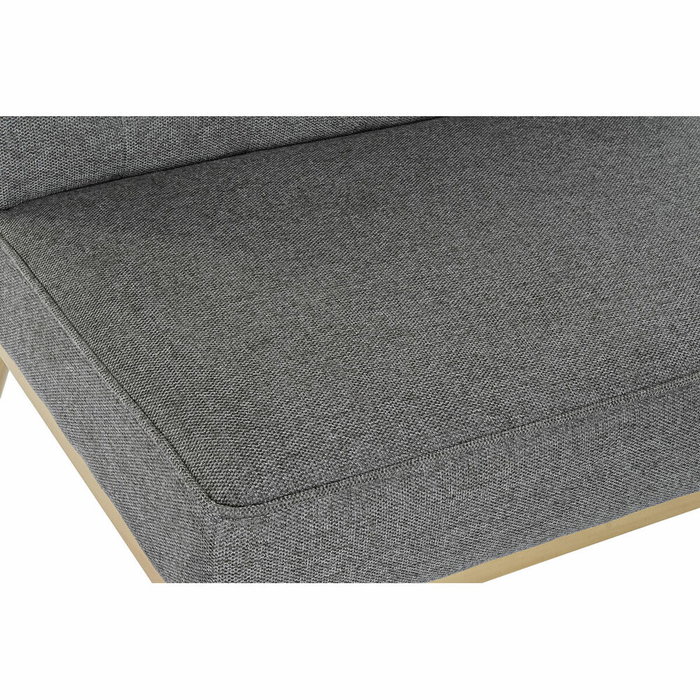 DKD Home Decor Sillón de Lino Abeto Capitoné Gris Oscuro