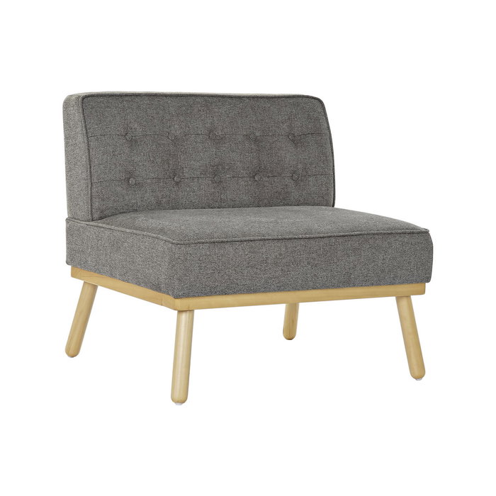 DKD Home Decor Sillón de Lino Abeto Capitoné Gris Oscuro