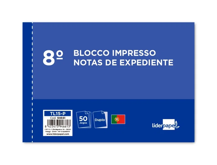 Liderpapel Tal lp - Talonario de Notas de Expediente Octavo Duplo, Texto en Portugués, 60g, 85x157x105 mm Liderpapel Tal lp - Talonario de Notas de Expediente Octavo Duplo, Texto en Portugués, 60g, 85x157x105 mm