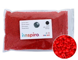 Innspiro Rocalla de Vidrio Redonda Rojo Opaco 2,3mm 500g