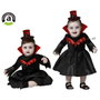 Disfraz de Vampiresa Halloween Bebé Niña 6-12 Meses Negro con Detalles Rojos y Sombrero Mini