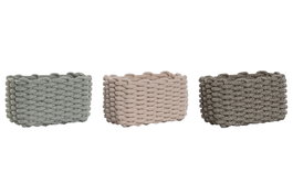 DKD Home Decor Surtido de 3 Cestas de Cuerda 25x15x15 cm