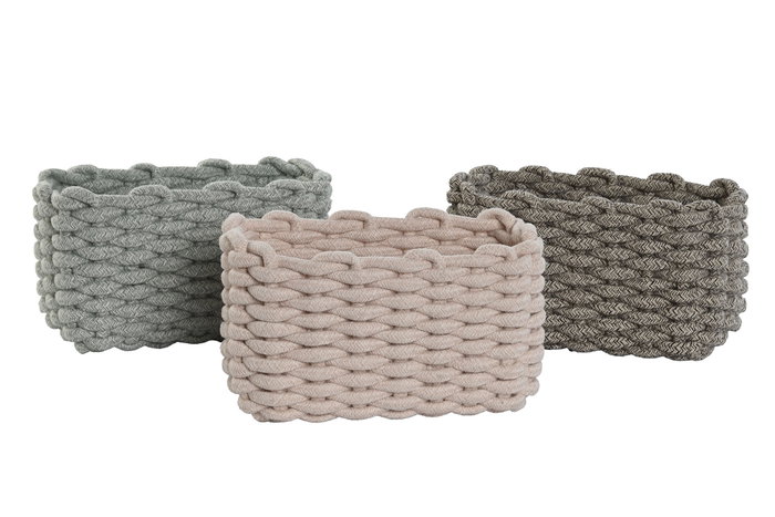 DKD Home Decor Surtido de 3 Cestas de Cuerda 25x15x15 cm DKD Home Decor Surtido de 3 Cestas de Cuerda 25x15x15 cm
