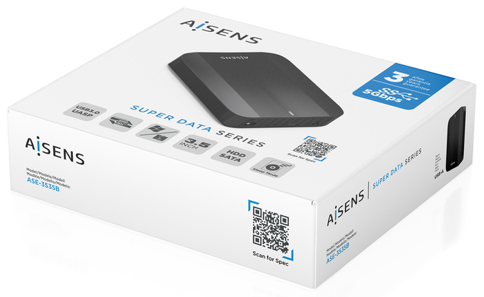 AISENS ASE-3535B Caja Externa para Disco Duro 3.5 SATA a USB-C Negro AISENS ASE-3535B Caja Externa para Disco Duro 3.5 SATA a USB-C Negro