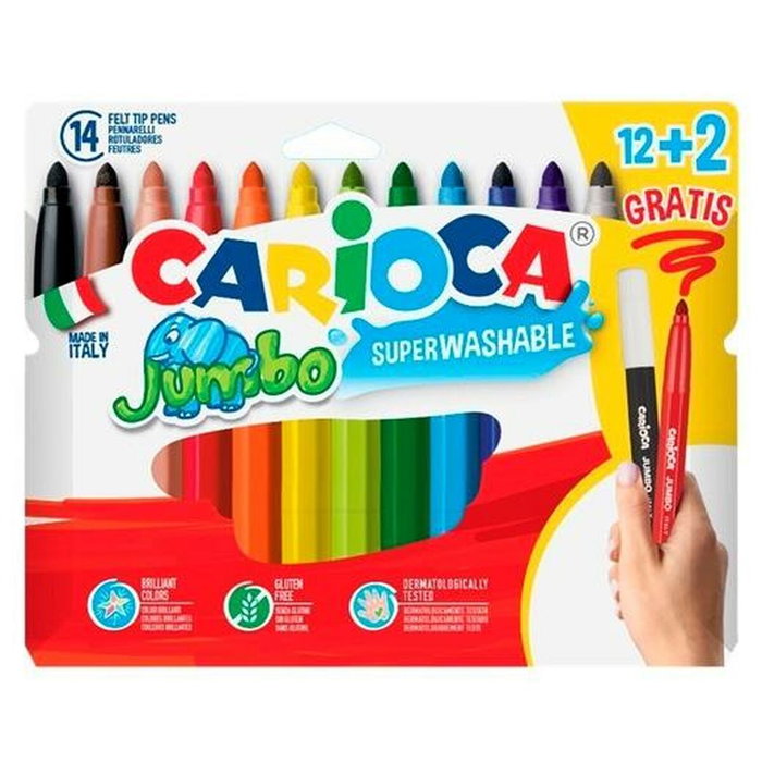 Carioca Rotuladores Jumbo Superlavables Colores Surtidos Estuche 12+2 Gratis Carioca Rotuladores Jumbo Superlavables Colores Surtidos Estuche 12+2 Gratis