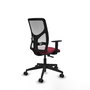 Silla de oficina Motilla con mecanismo Sincro tapizada con Tela color Granate y malla color Blanco. Equipada con lumbar 1D, Brazos 1D y Ruedas 65mm nailon