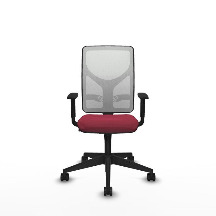 Silla de oficina Motilla con mecanismo Sincro tapizada con Tela color Granate y malla color Blanco. Equipada con lumbar 1D, Brazos 1D y Ruedas 65mm nailon Silla de oficina Motilla con mecanismo Sincro tapizada con Tela color Granate y malla color Blanco. Equipada con lumbar 1D, Brazos 1D y Ruedas 65mm nailon