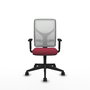 Silla de oficina Motilla con mecanismo Sincro tapizada con Tela color Granate y malla color Blanco. Equipada con lumbar 1D, Brazos 1D y Ruedas 65mm nailon