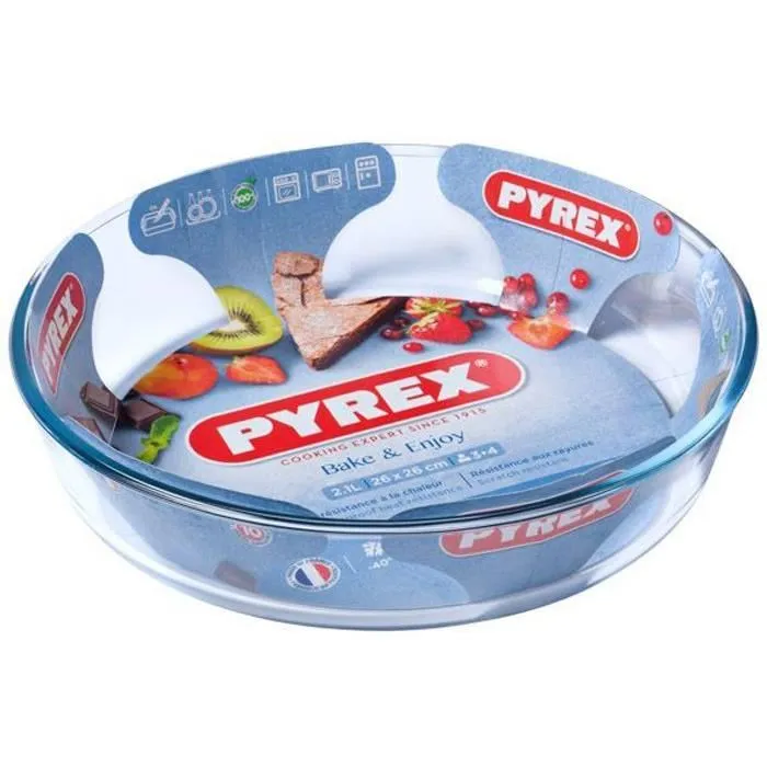 Pyrex Molde de Vidrio Clásico 26 cm Transparente, Resistente a Rayones y Horno hasta 300°C