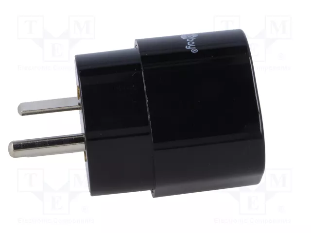 GOOBAY Adaptador de Viaje con Toma de Tierra, Negro