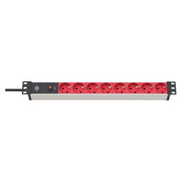 Brennenstuhl Regleta Alu-Line 8 salidas AC, 2 m, rojo/negro