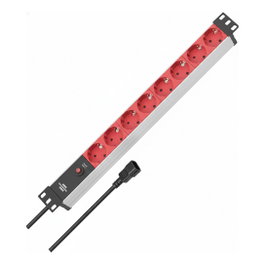 Brennenstuhl Alu-Line 1390007118 Regleta de Enchufes 8 Tomas 2m Cable Rojo y Negro