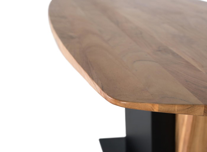 Giner Y Colomer Mesa Comedor Acacia Madera Maciza 240x100x76 cm Negro Natural