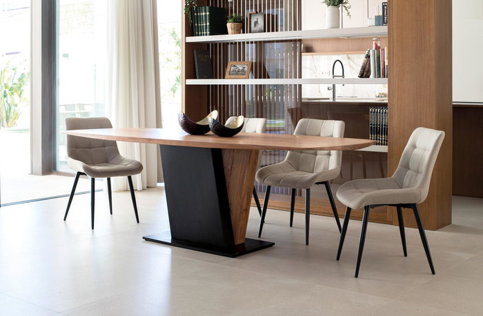 Giner Y Colomer Mesa Comedor Acacia Madera Maciza 240x100x76 cm Negro Natural