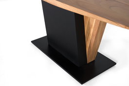 Giner Y Colomer Mesa Comedor Acacia Madera Maciza 240x100x76 cm Negro Natural