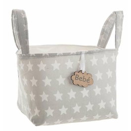 Creaciones Llopis Cesta con Asas Estrellas Gris