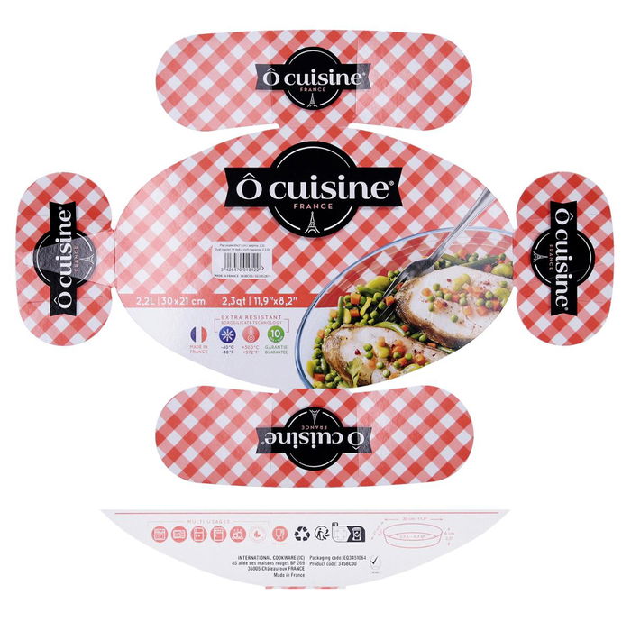 Fuente Oval Horno Boro Ocuisine Vidrio Ô Cuisine 30x21x7 cm